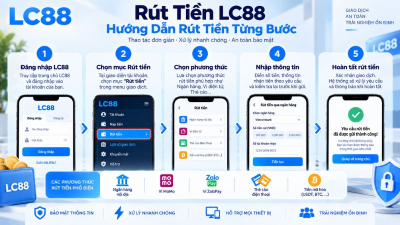 Cách rút tiền LC88 từng bước